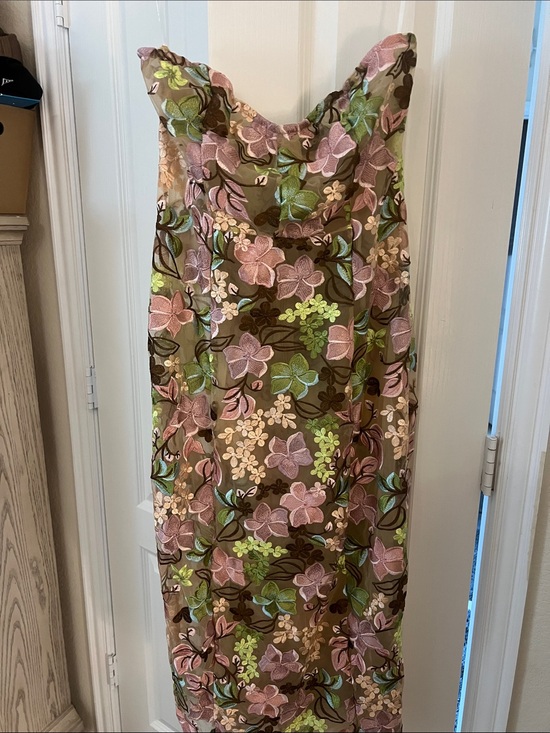 Fashion Nova Dresses & Skirts - Floral Slip Dress in Brown with Pink & Green Embroidery